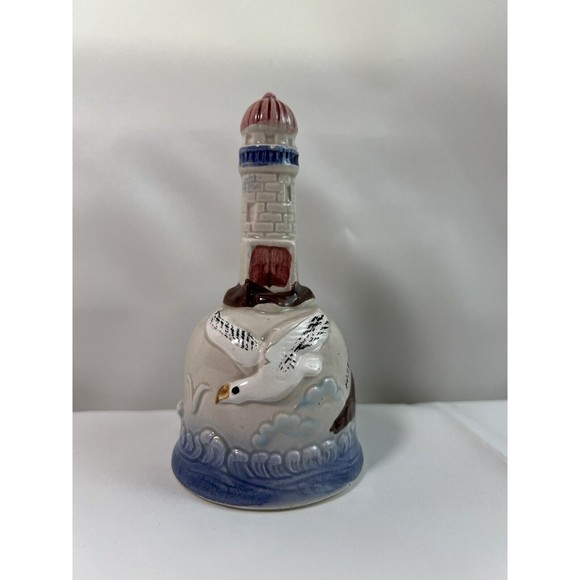 Vintage Porcelain Bell Souvenir Lighthouse Sea Gulls Made in Japan - Picture 1 of 5